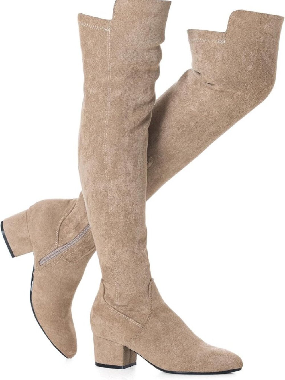 Stylish Over the Knee Suede Boots | Thigh High Black Chunky Heel | Winter